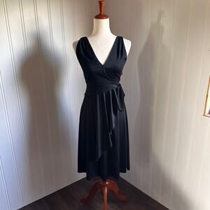 Vintage 70s Black Midi Disco Dress S